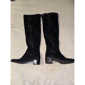 Fergie black suede Harlin studded knee high boots size 6.5